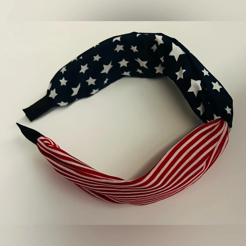 New Seasonal Collection Patriotic Headband Stars Stripes Red White Blue Cloth